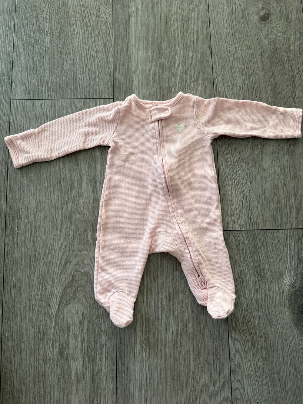 Light Pink Footed Baby Sleeper with Zip - Newborn